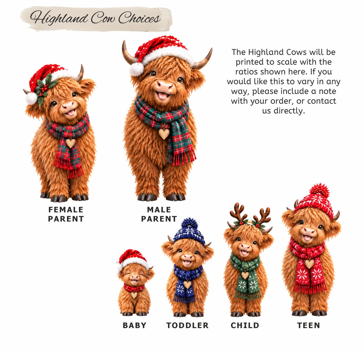 Personalised Christmas with my Herd Highland Cow Family Loungewear