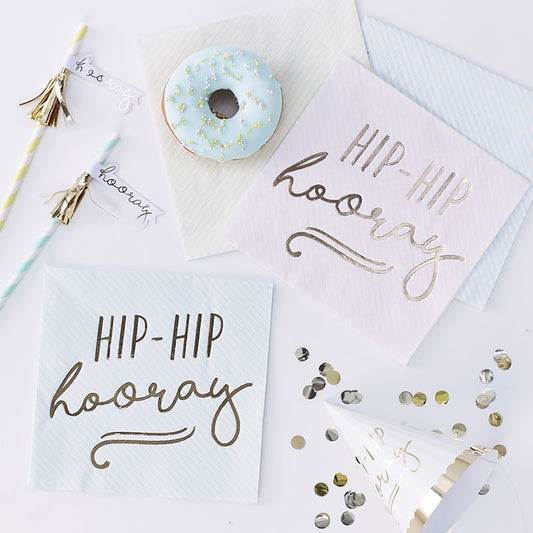 Pastel Hooray Napkins x 16