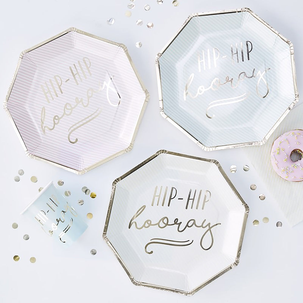 Pastel Hooray Plates x 8