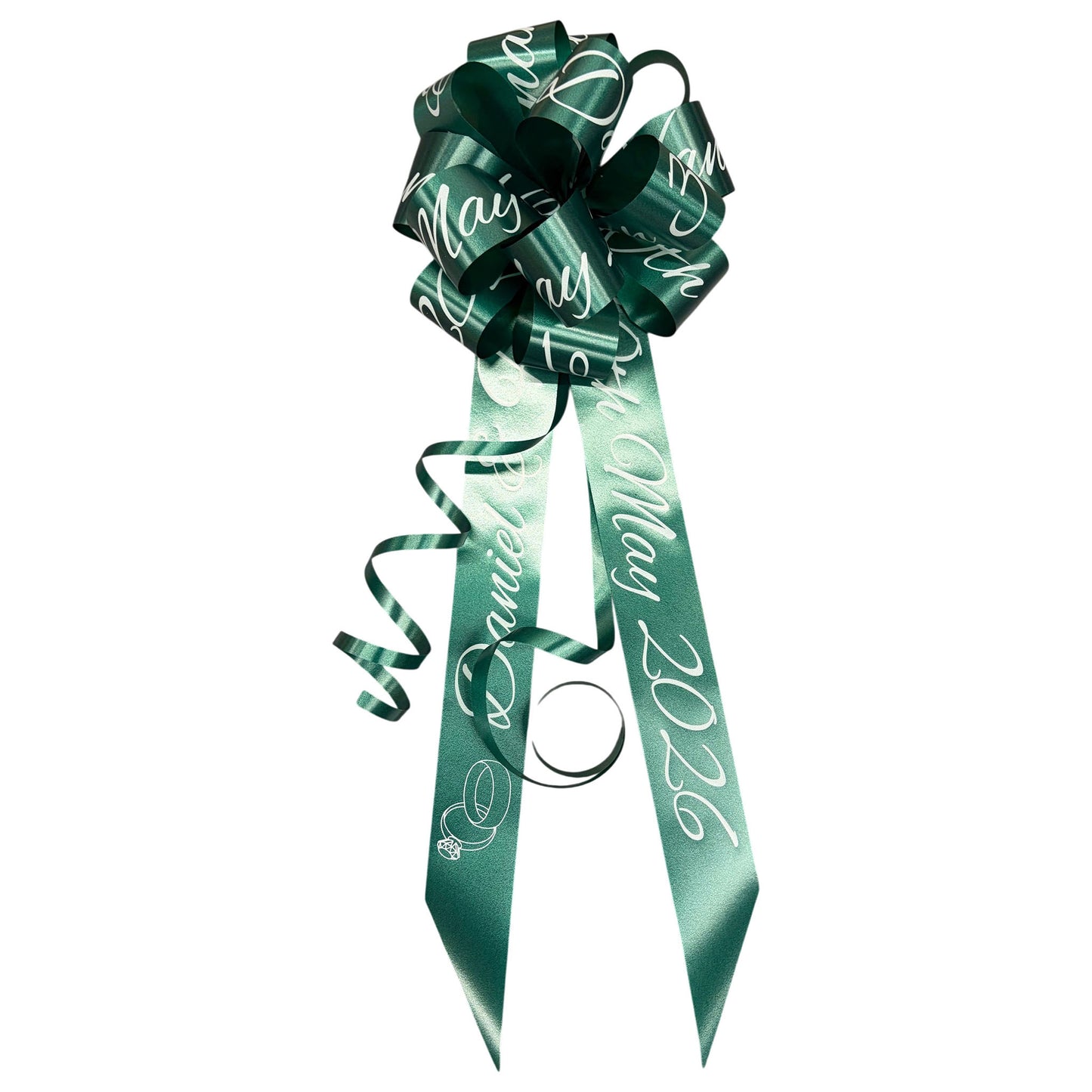Hunter Green Personalised Handmade Wedding Car Bonnet Bow