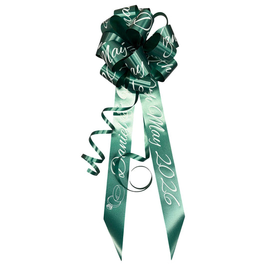 Hunter Green Personalised Handmade Wedding Car Bonnet Bow