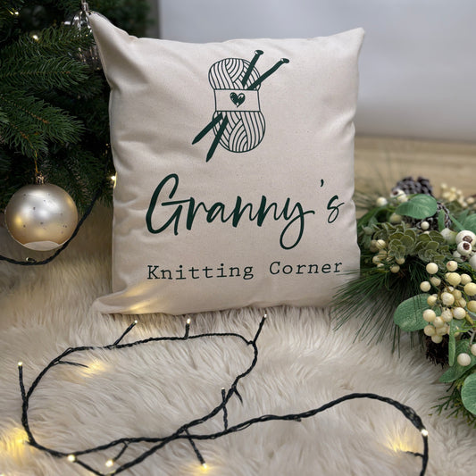 Personalised Cushion - Knitting Corner