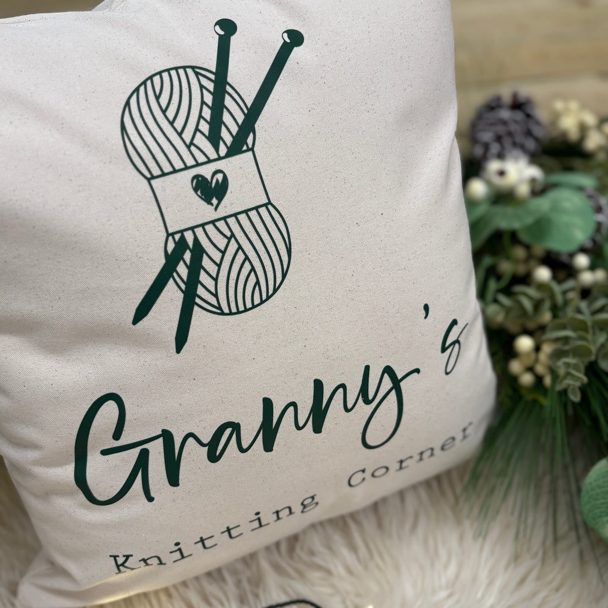 Personalised Cushion - Knitting Corner