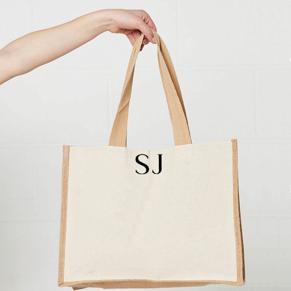 Personalised Jute Shopping Bag - Initials