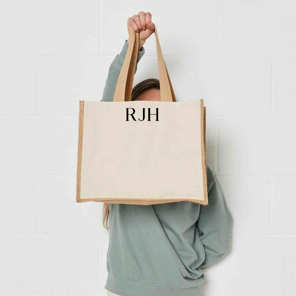 Personalised Jute Shopping Bag - Initials