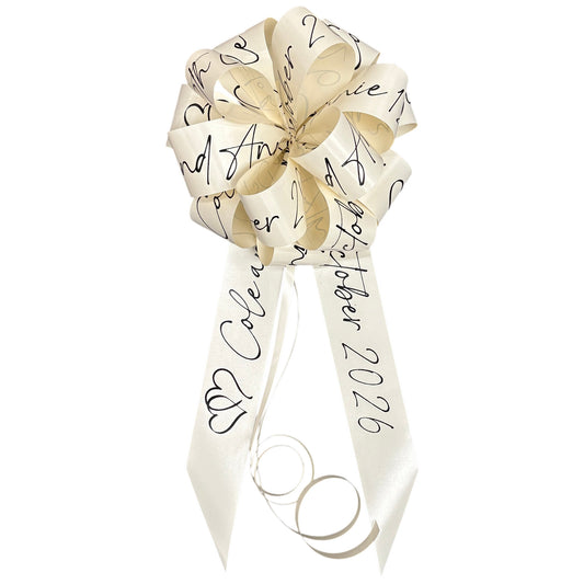 Ivory Personalised Handmade Wedding Car Bonnet Bow