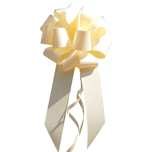 Ivory Plain Handmade Wedding Car Bonnet Bow