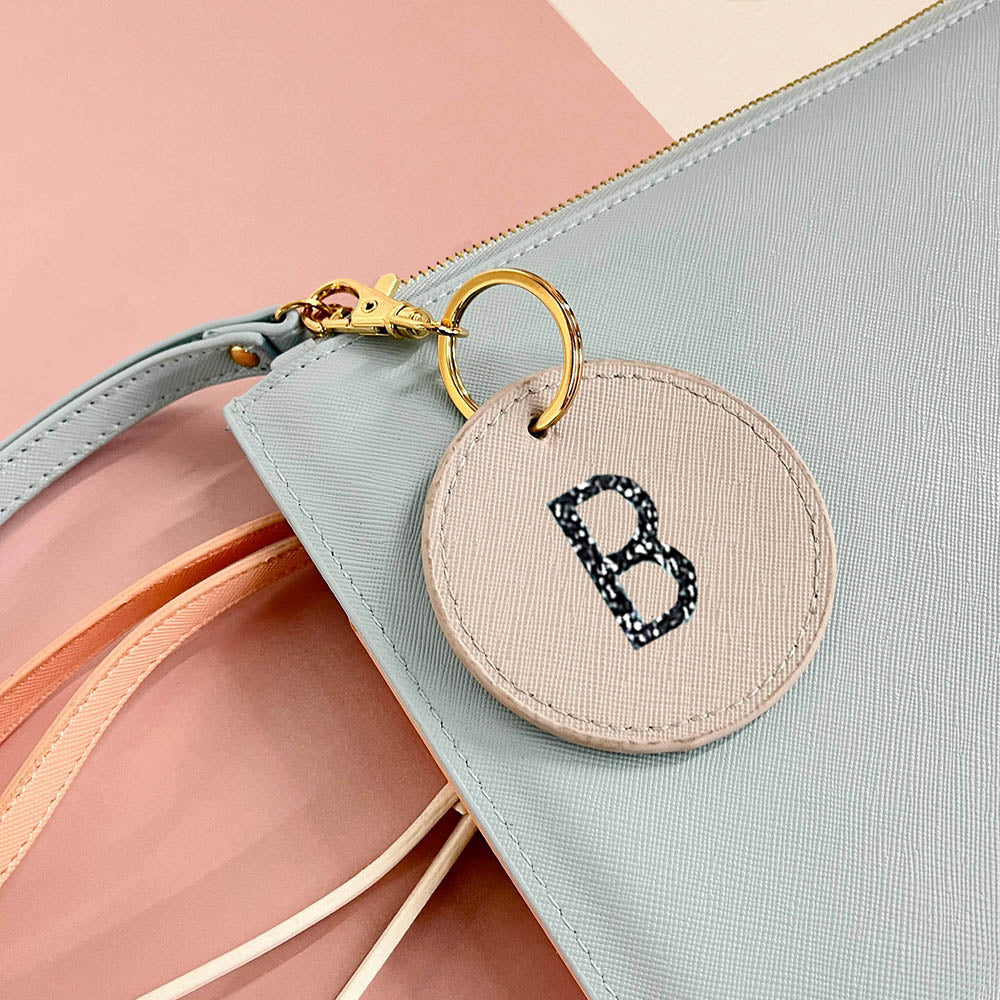 Personalised Circle Keyring - Glitter Initial