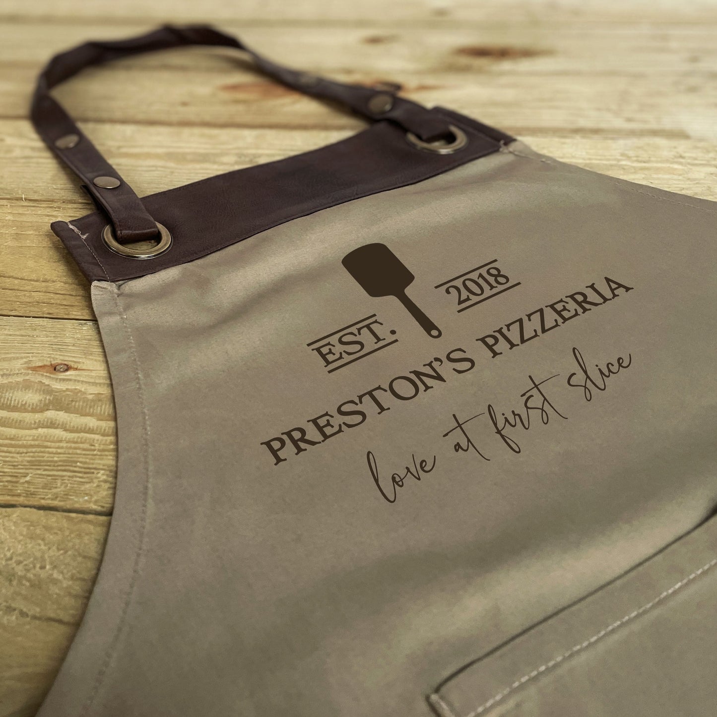 Personalised Faux Leather Apron - Pizzeria