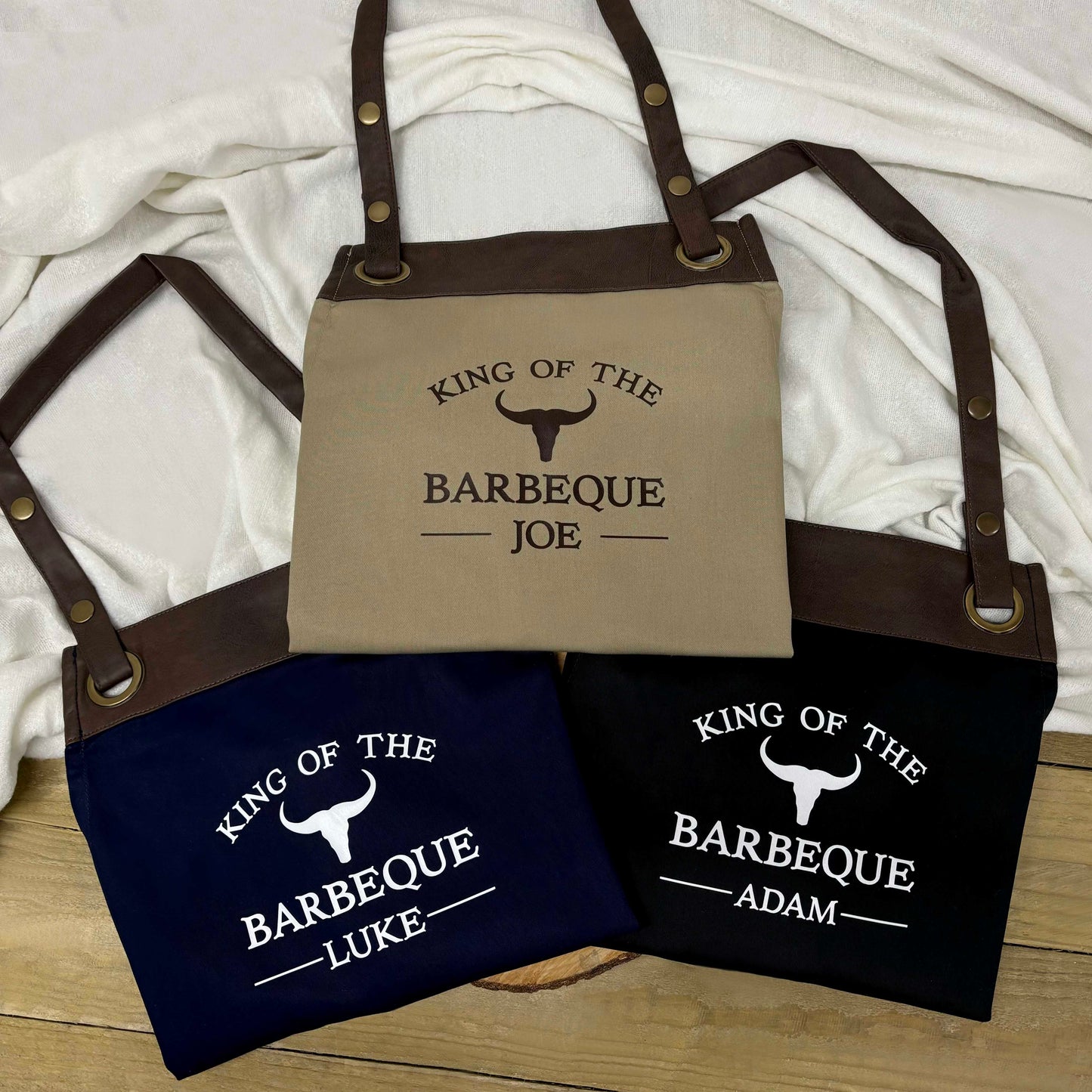 Personalised Faux Leather Apron - Bulls Head Barbecue