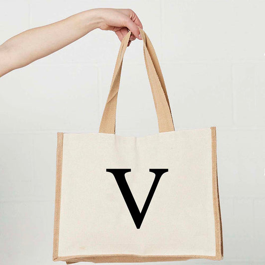 Personalised Jute Shopping Bag - Letter