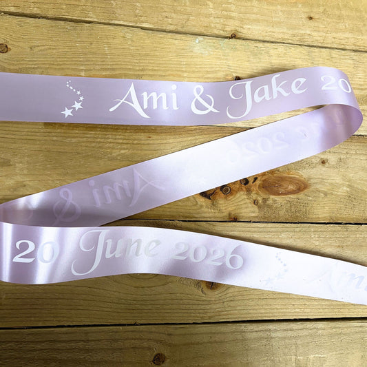 Lavender Personalised Wedding Car Ribbon 10m