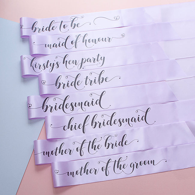 Pastel Bride Tribe Sashes - Lilac