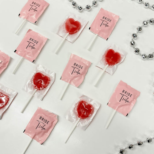 Pink Bride Tribe Heart Lollipops