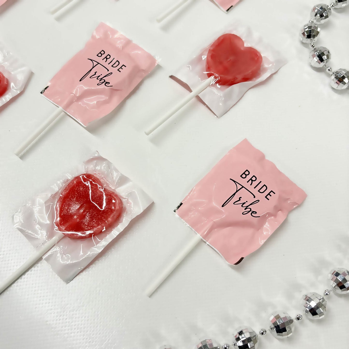 Pink Bride Tribe Heart Lollipops