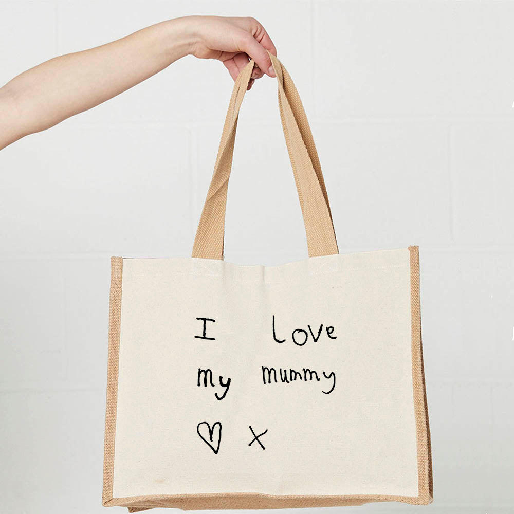 Personalised Jute Shopping Bag - Handwritten Design