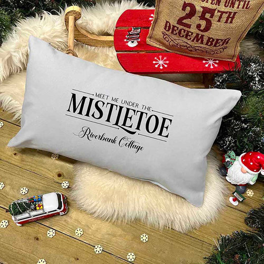 Personalised Christmas Cushion – Meet Me Under The Mistletoe