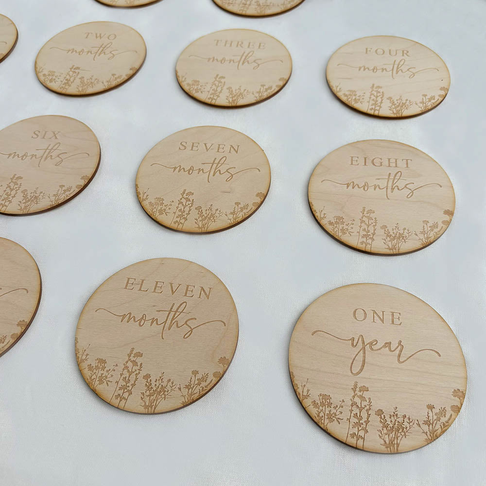 Wooden Baby Milestone Discs – Wildflower Baby Shower