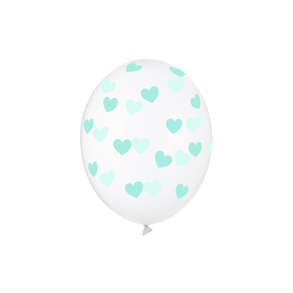 Mint Heart Balloons x 5