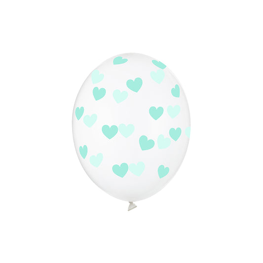 Mint Heart Balloons x 5