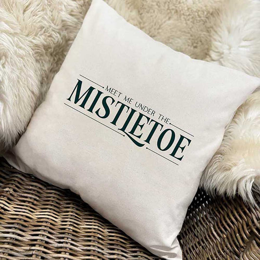 Meet Me Under the Mistletoe, Natural Square Cushion