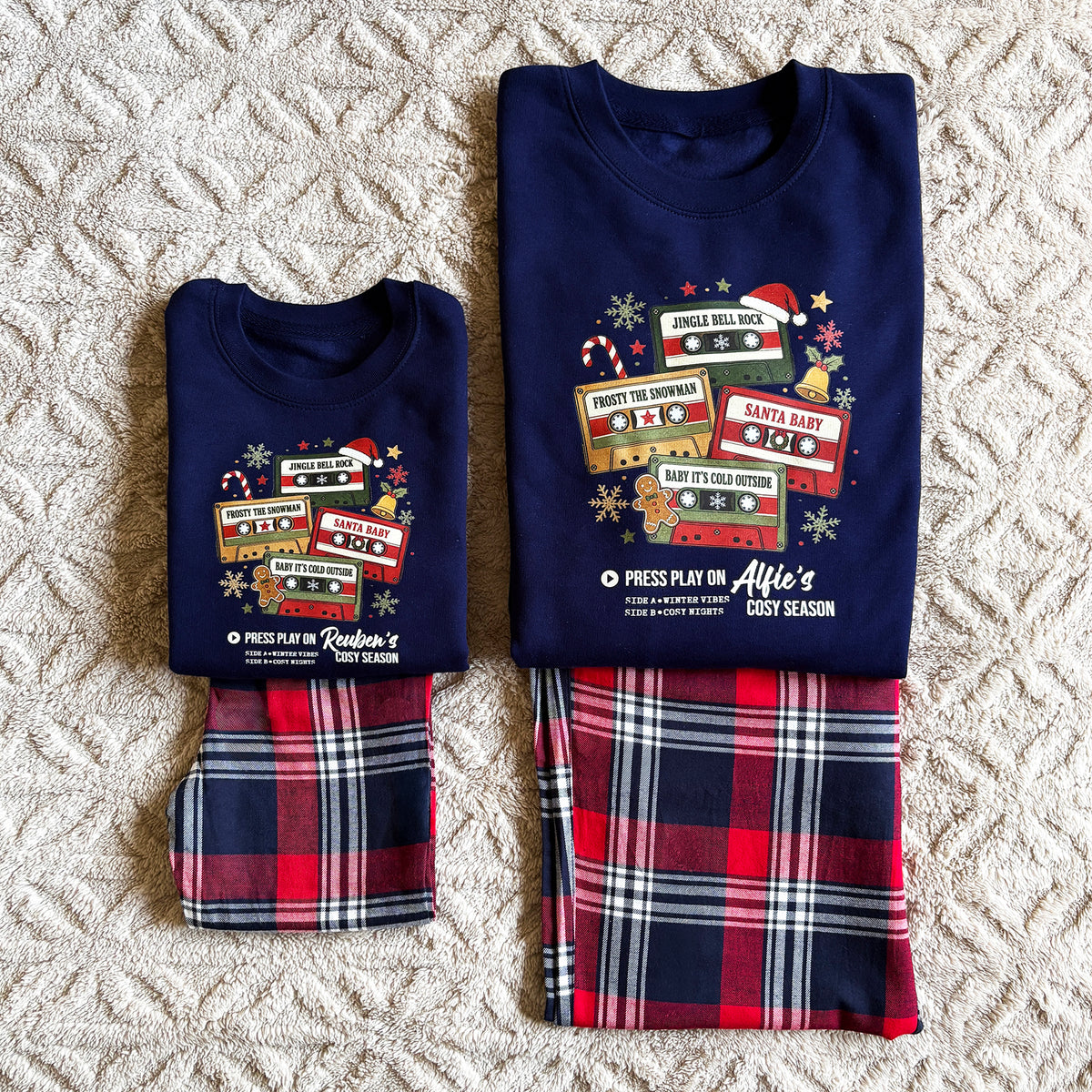 Personalised Family Christmas Mix Tape Loungewear