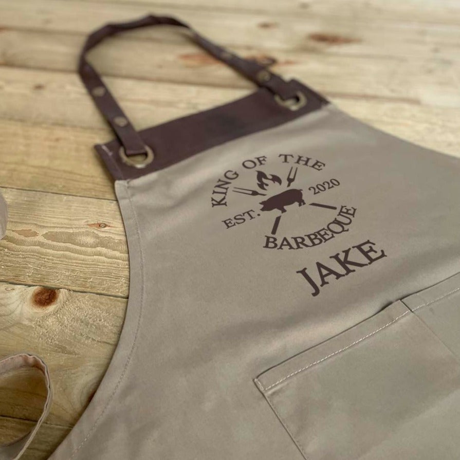 Personalised Faux Leather Apron - Pig Barbecue