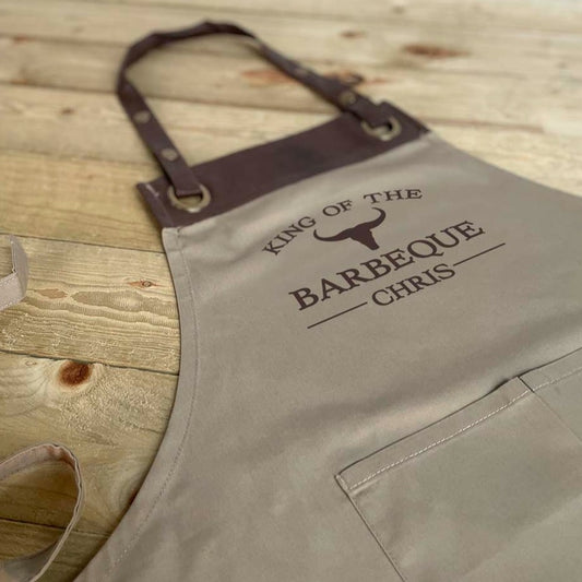 Personalised Faux Leather Apron - Bulls Head Barbecue