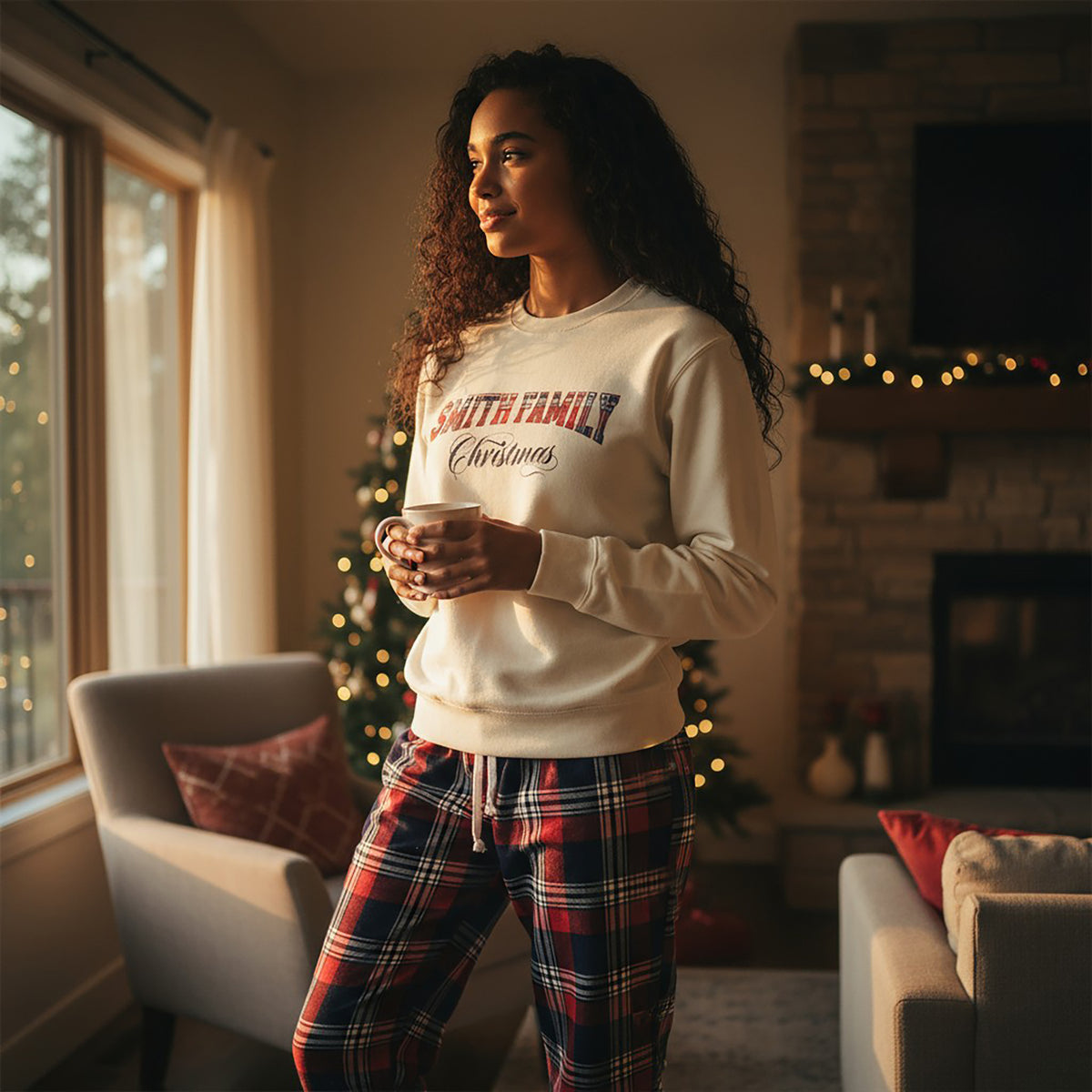 Personalised Tartan Style Family Christmas Loungewear
