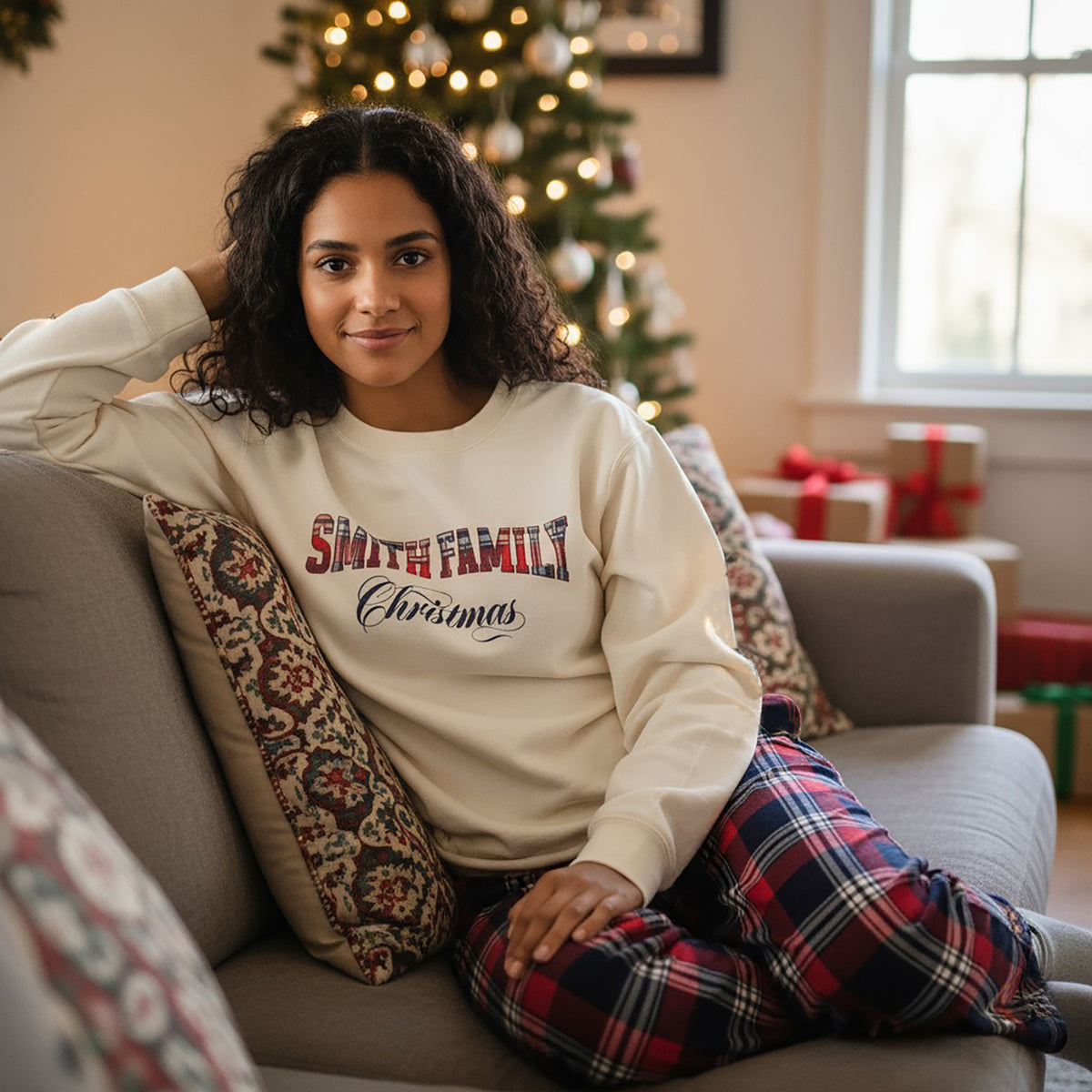 Personalised Tartan Style Family Christmas Loungewear