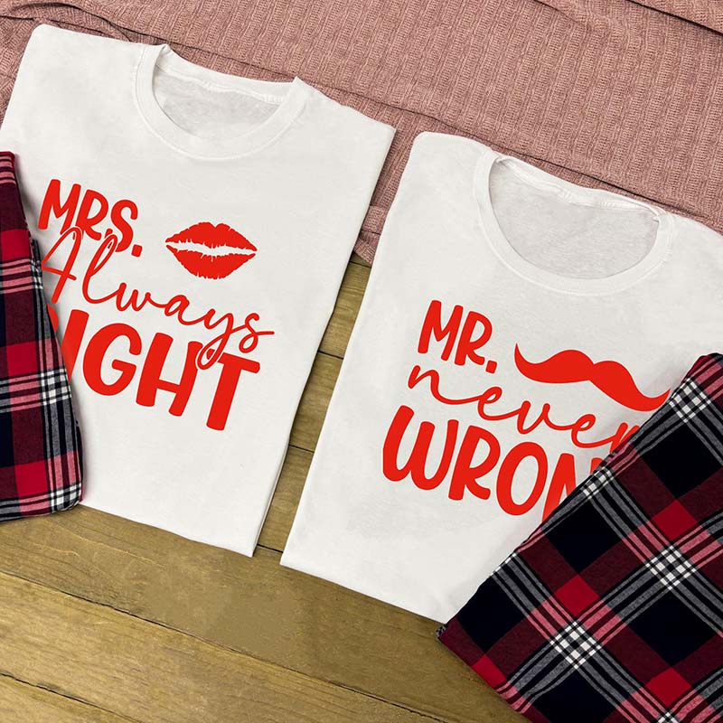 Couples Pyjama Set – Mrs Always Right & Mr Never Wrong