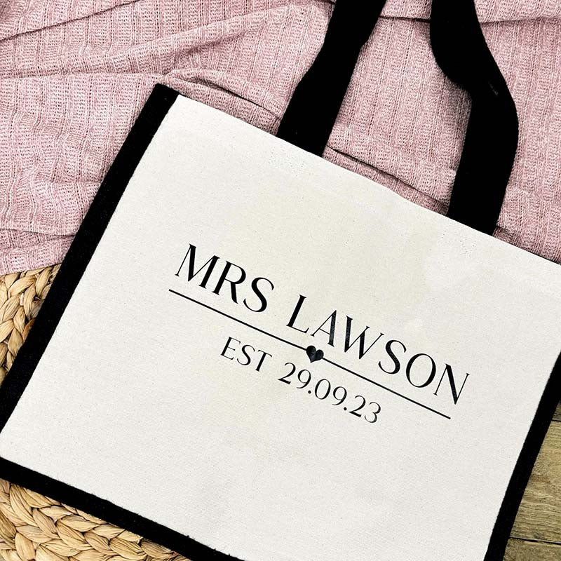 Personalised Jute Shopping Bag - Mrs EST