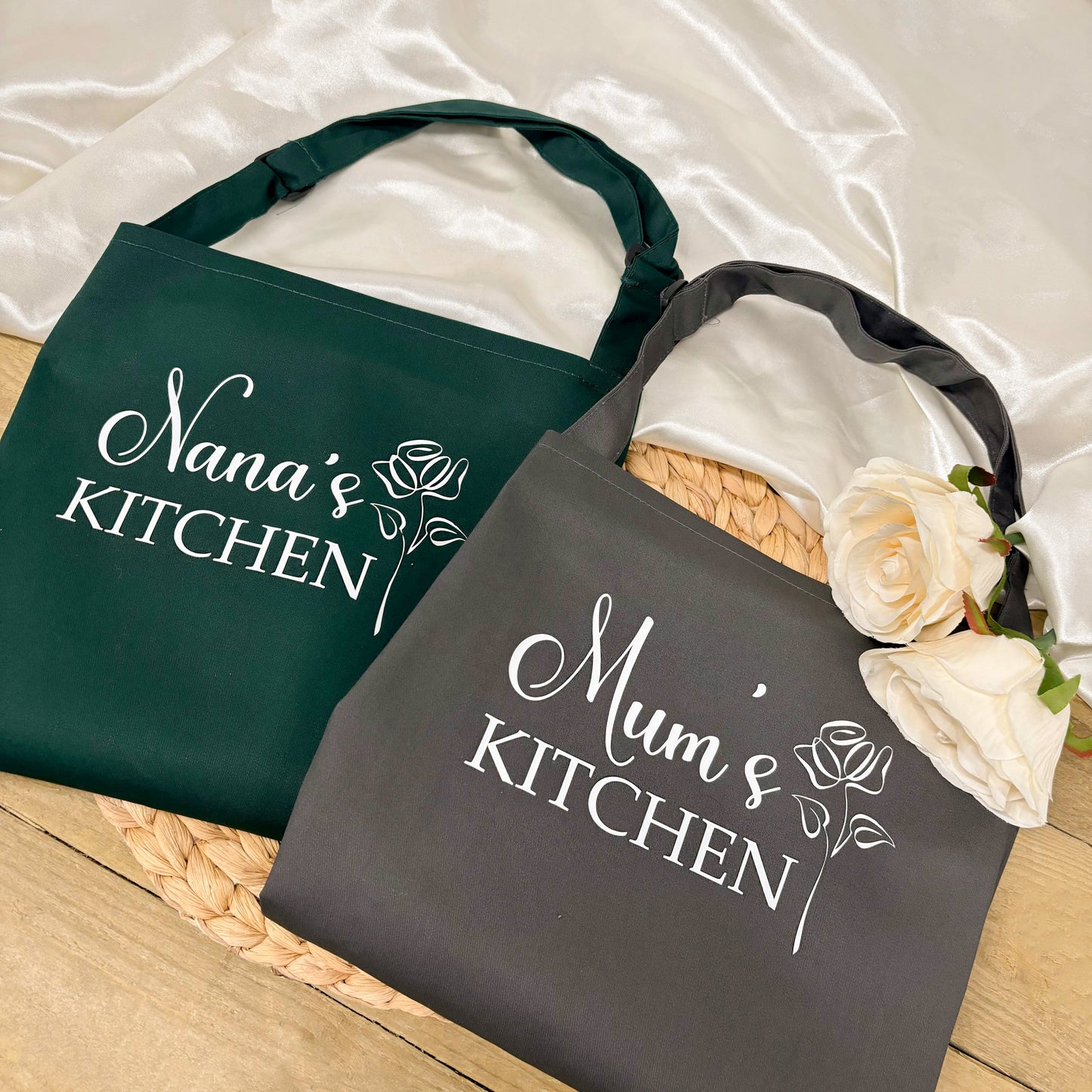 Personalised Mum Apron - Mum's Kitchen With Rose