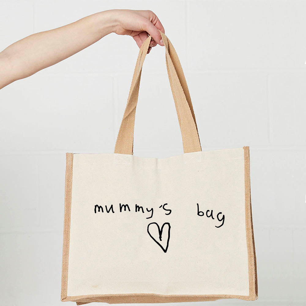 Personalised Jute Shopping Bag - Handwritten Design