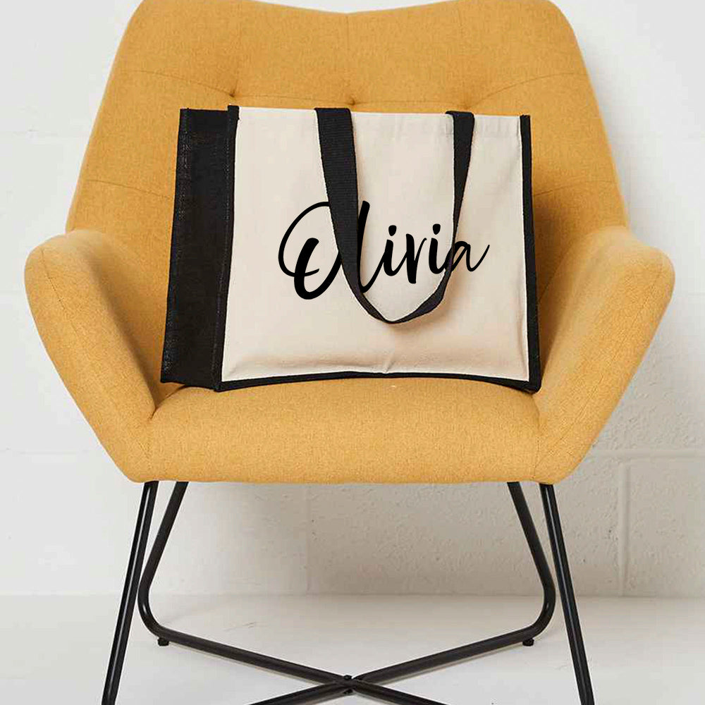 Personalised Jute Shopping Bag - Bold Script