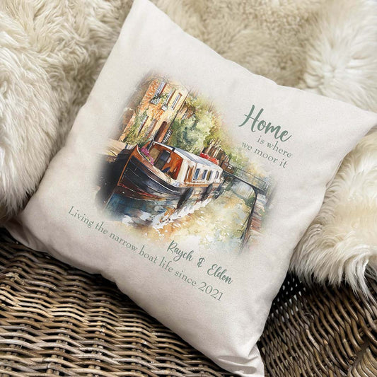 Personalised Cushion - Home Is Where We Moor It