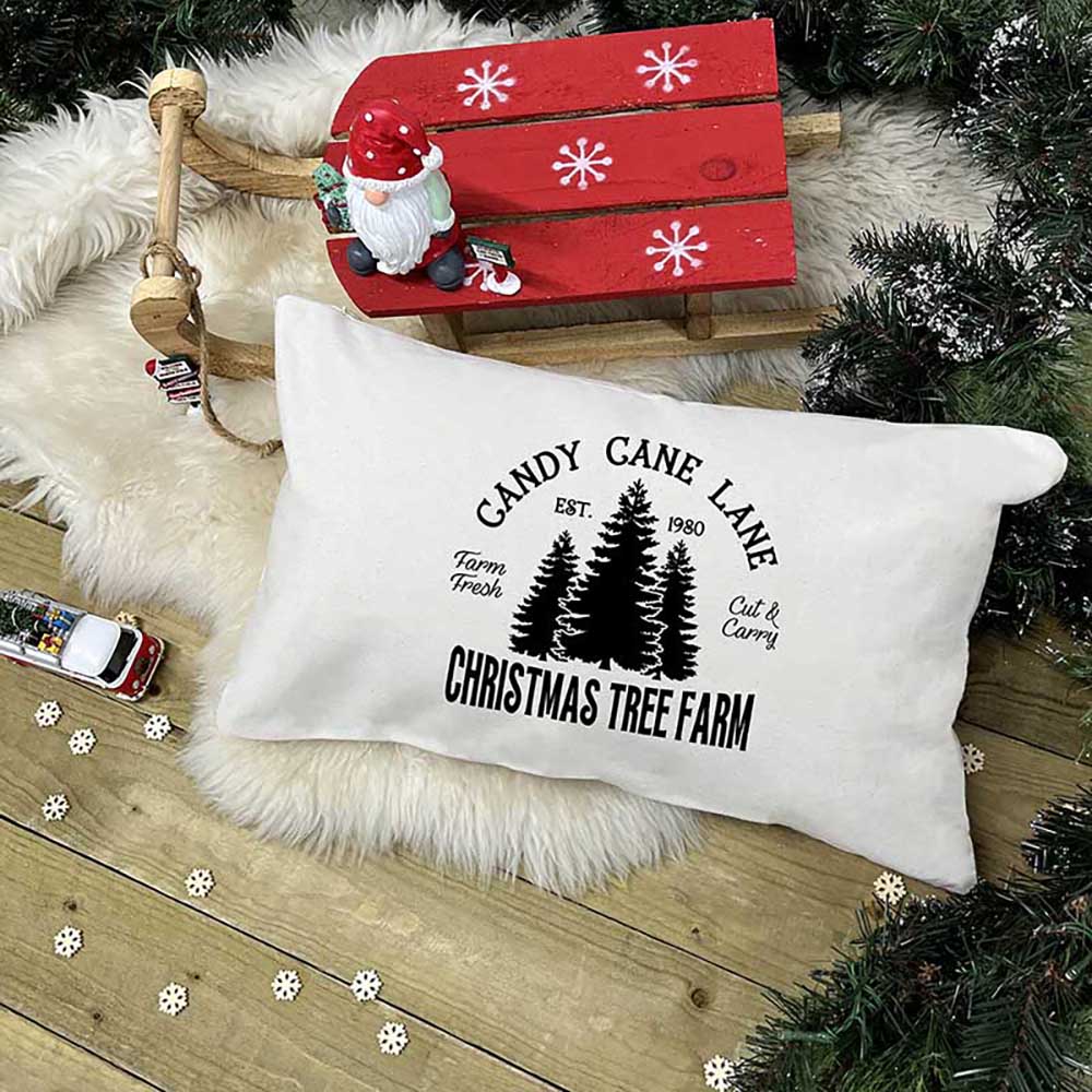 Personalised Christmas Cushion – Christmas Tree Farm