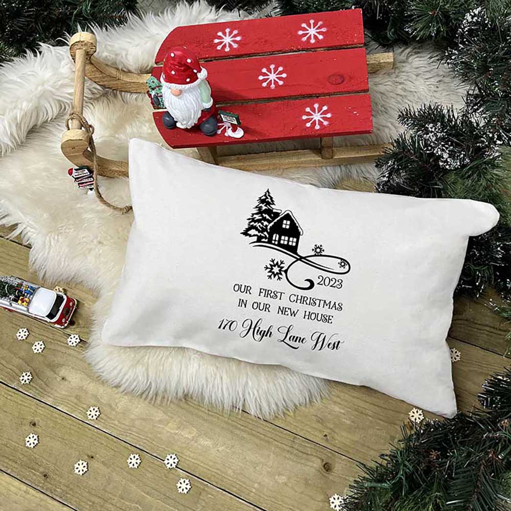 Personalised Christmas Cushion – First Home Christmas