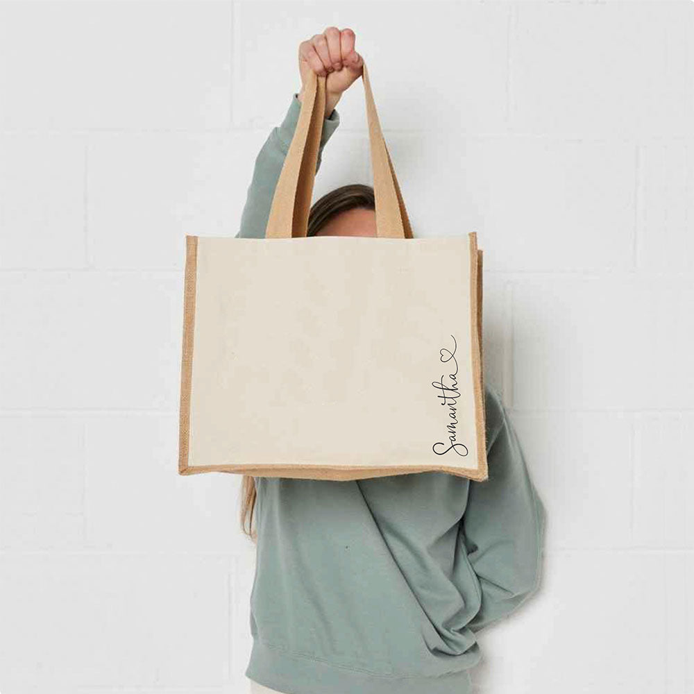 Personalised Jute Shopping Bag - Script