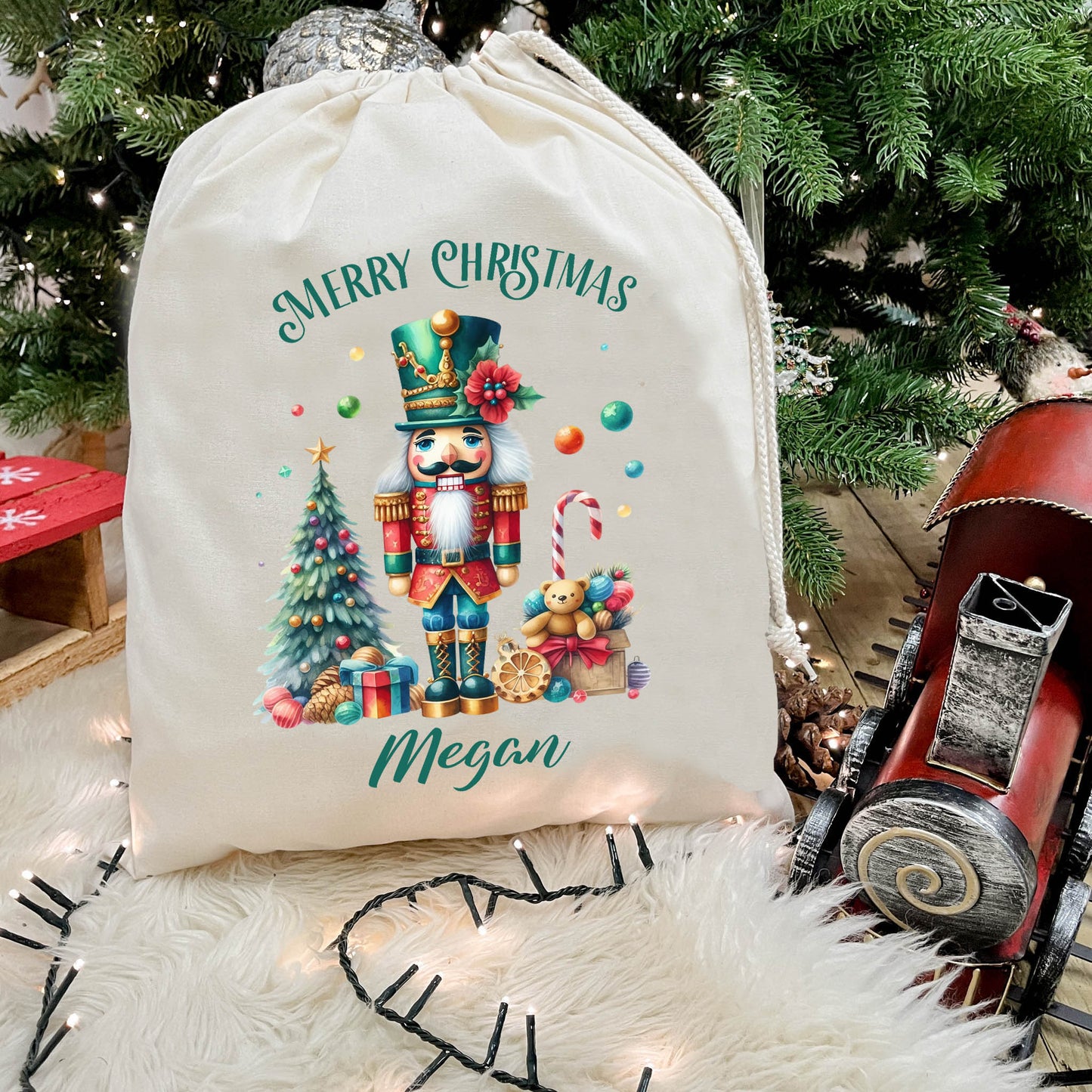 Christmas Nutcracker Gift Sack with Name