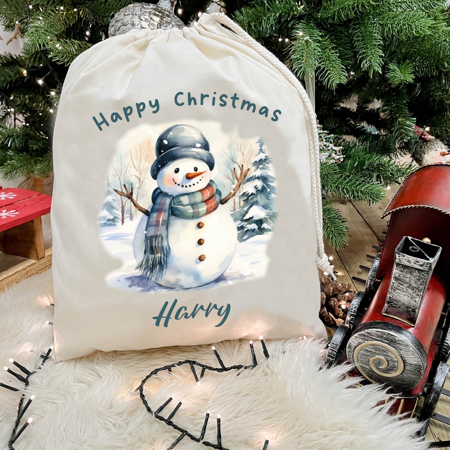 Personalised Christmas Snowman Sack
