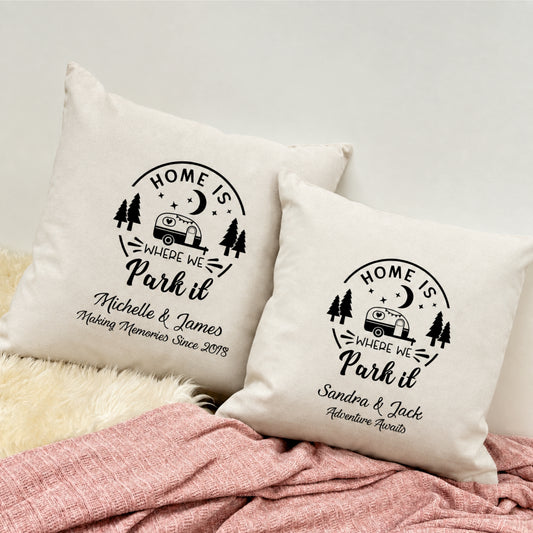 Personalised Cushion - Home Is Where We Park It