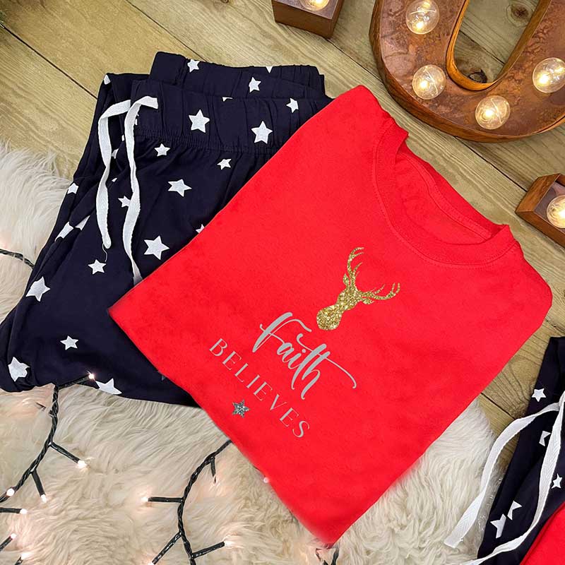 Personalised Family Christmas Pyjamas - I Believe