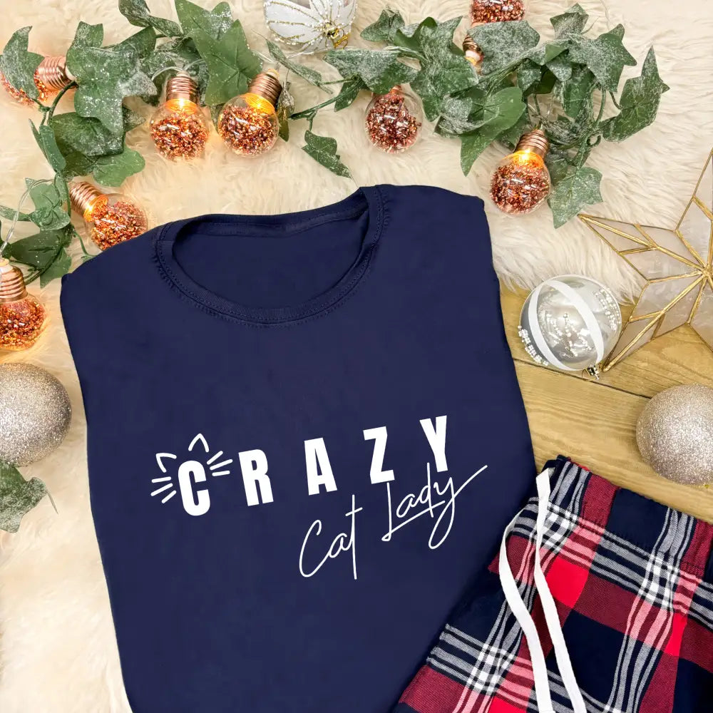 Ladies Tartan Pyjamas - Crazy Cat Lady