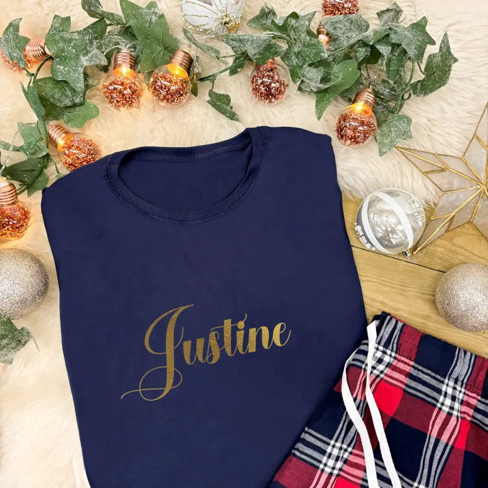 Ladies Personalised Tartan Pyjamas - Name