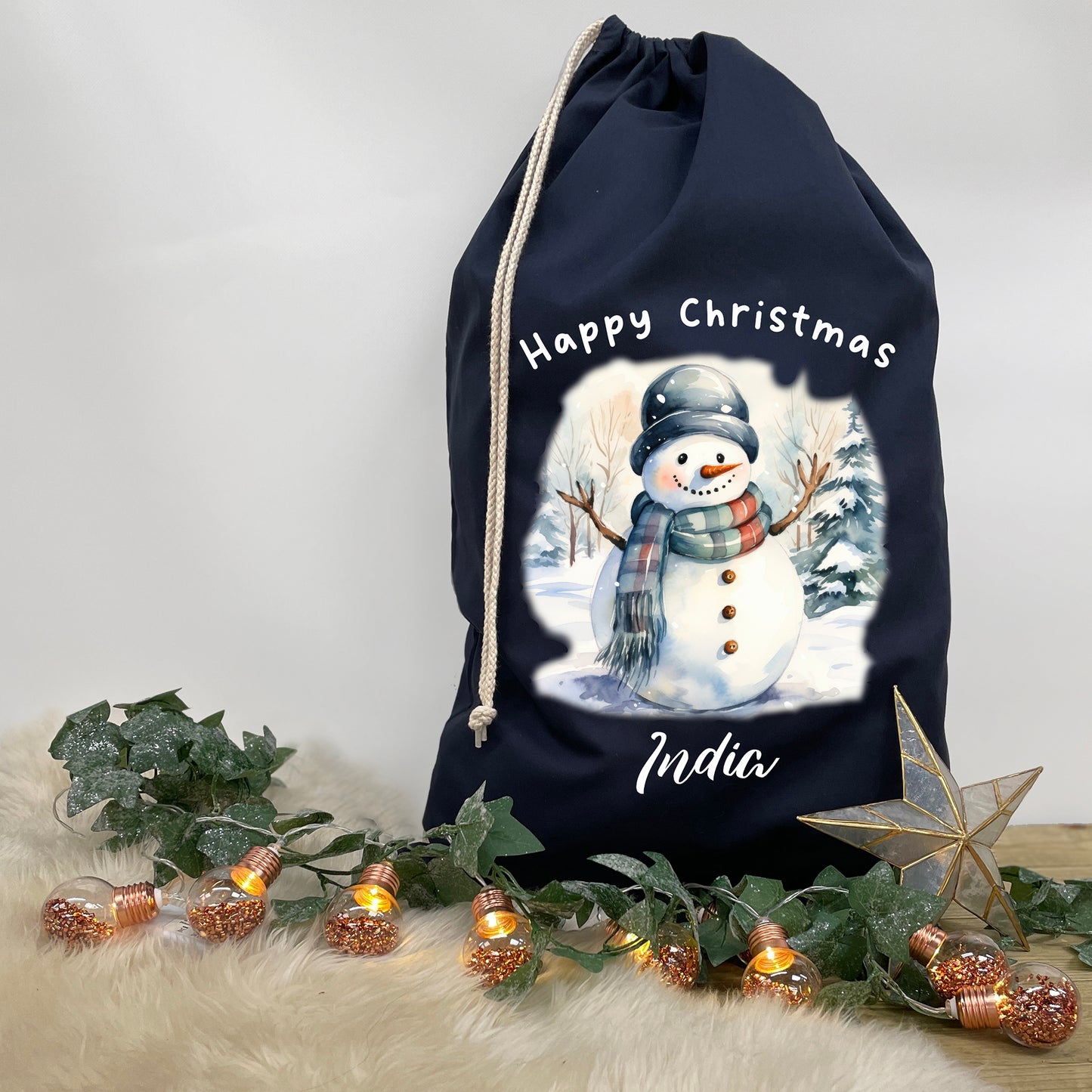 Personalised Christmas Snowman Sack