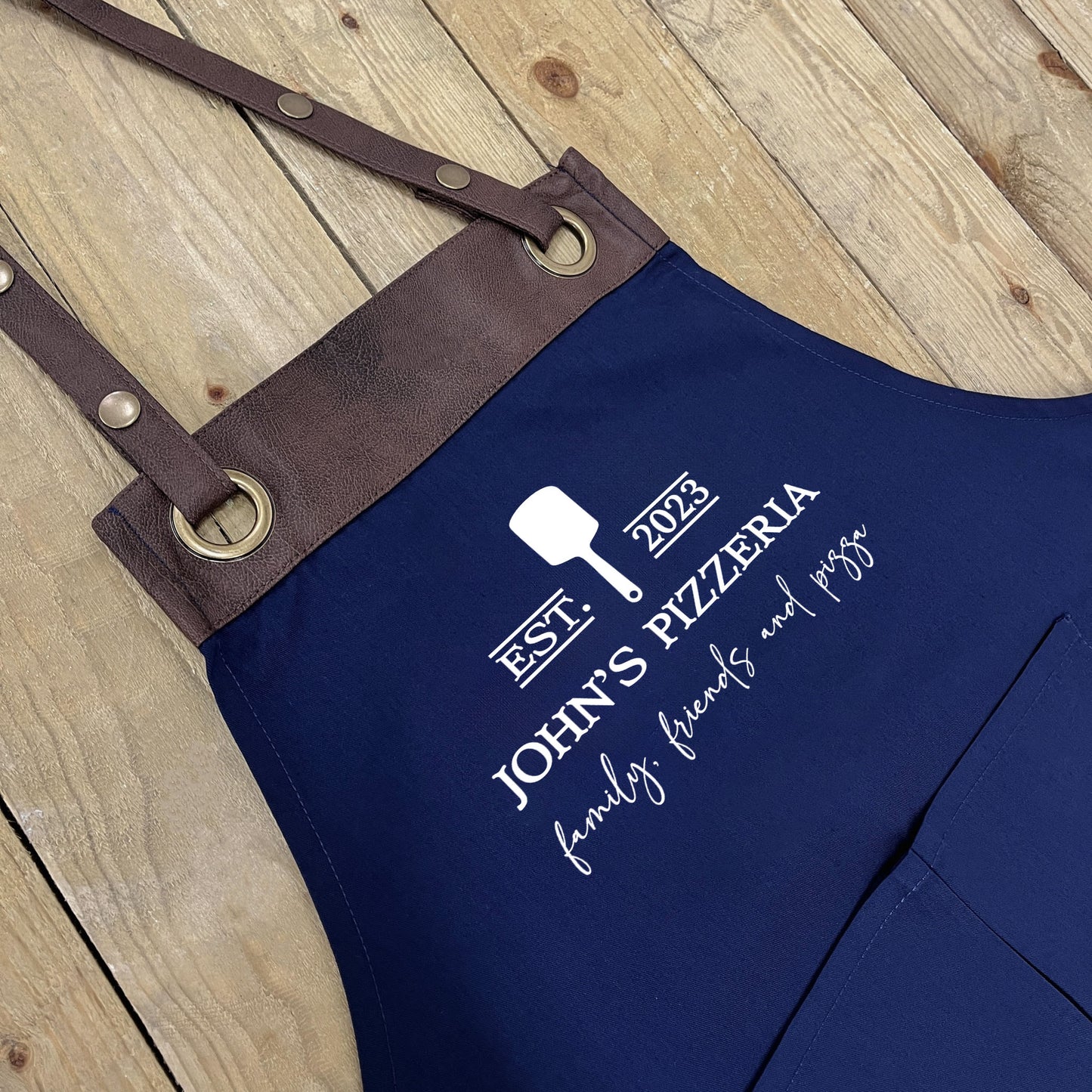 Personalised Faux Leather Apron - Pizzeria