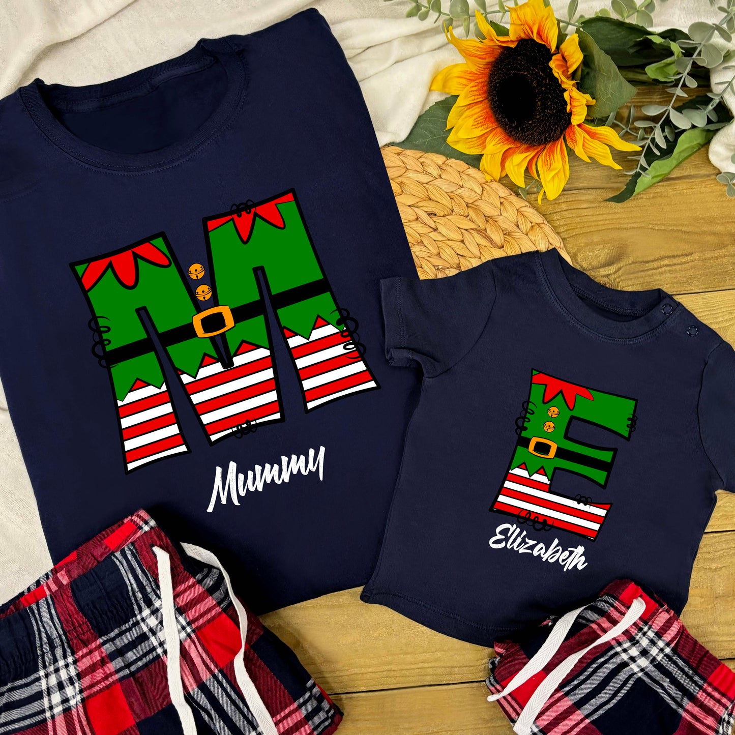 Personalised Family Christmas Pyjamas - Elf Alphabet