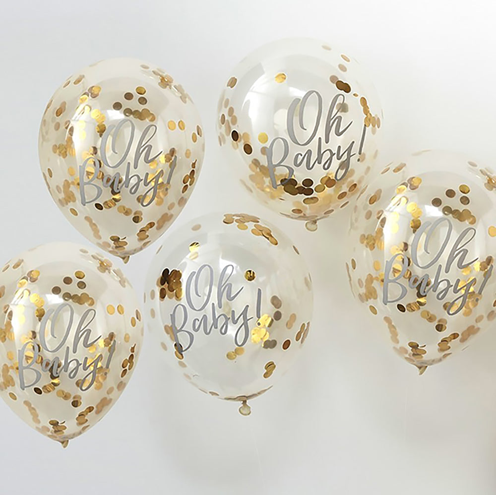 Oh Baby Gold Confetti Balloons