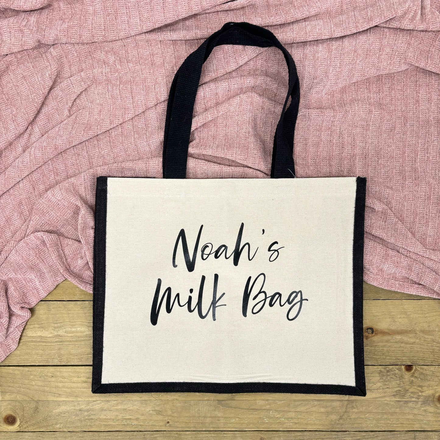 Personalised Jute Shopping Bag - Bold Script